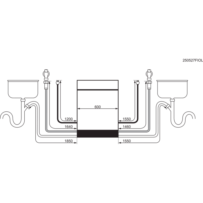 Installation Diagram with product measurements
