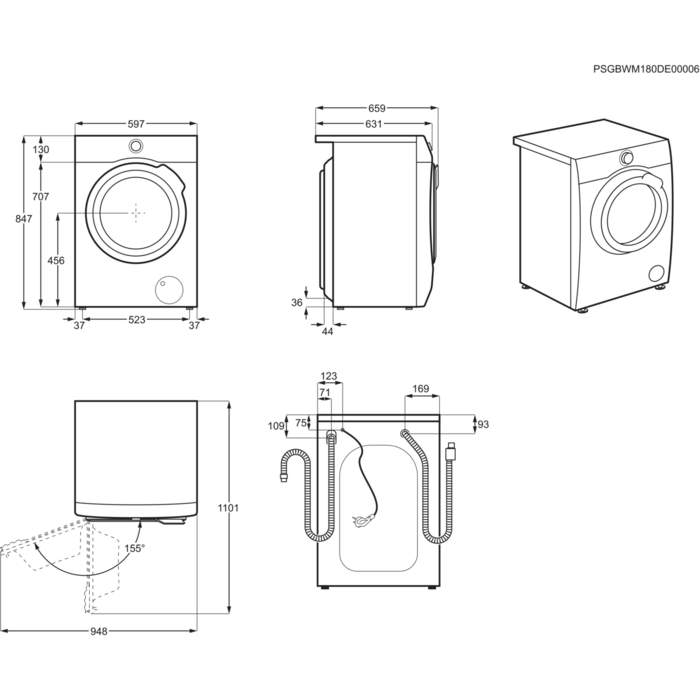 Installation Diagram with product measurements