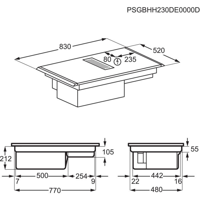 Installation Diagram with product measurements