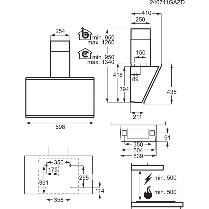 Installation Diagram with product measurements