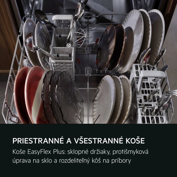PRIESTRANNÉ A VŠESTRANNÉ KOŠE Koše EasyFlex Plus: Sklopné rady, protišmyková úprava na sklo a rozdeliteľný kôš na príbory