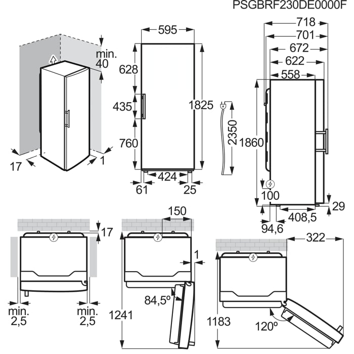Installation Diagram with product measurements