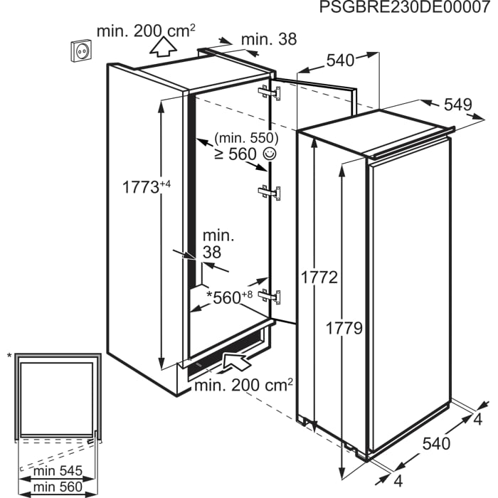 Installation Diagram with product measurements