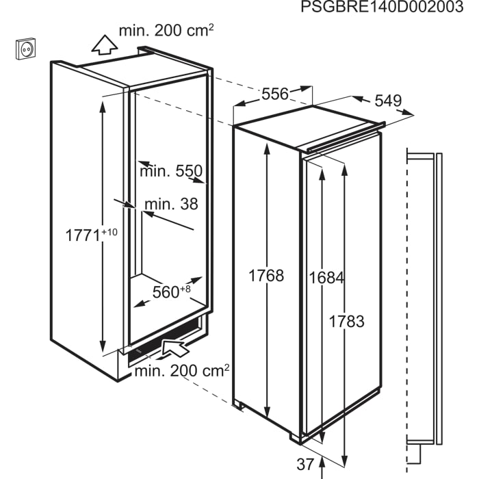 Installation Diagram with product measurements
