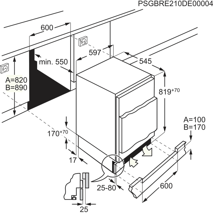 Installation Diagram with product measurements