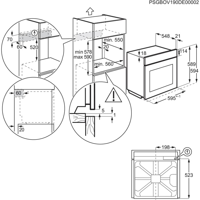 Installation Diagram with product measurements