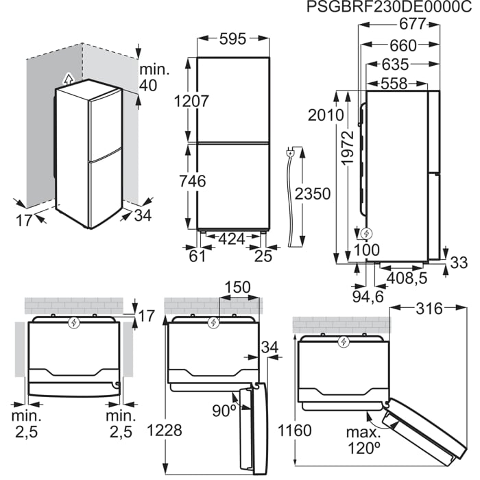 Installation Diagram with product measurements