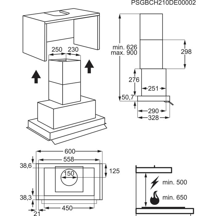 Installation Diagram with product measurements