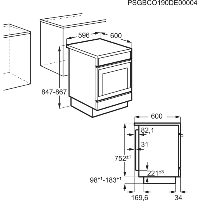 Installation Diagram with product measurements