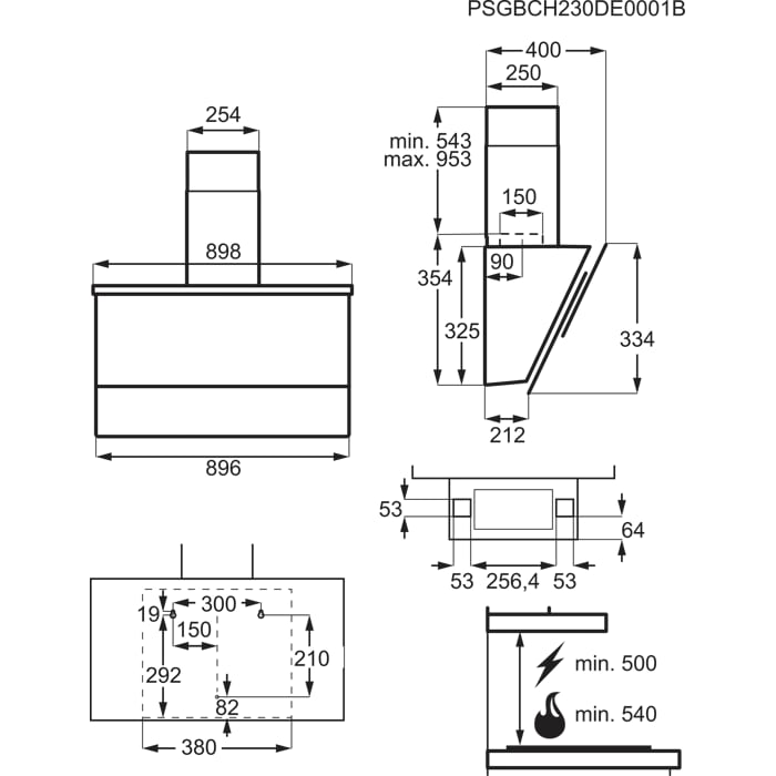 Installation Diagram with product measurements