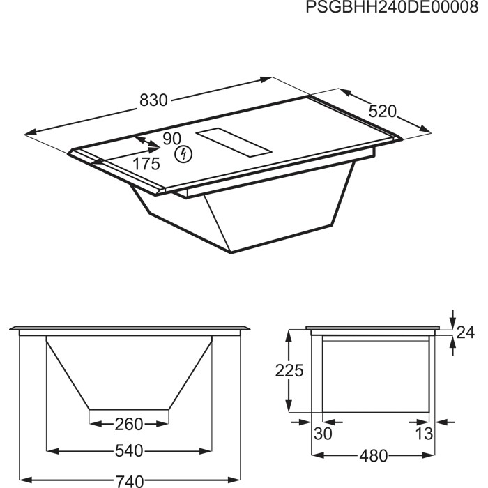Installation Diagram with product measurements