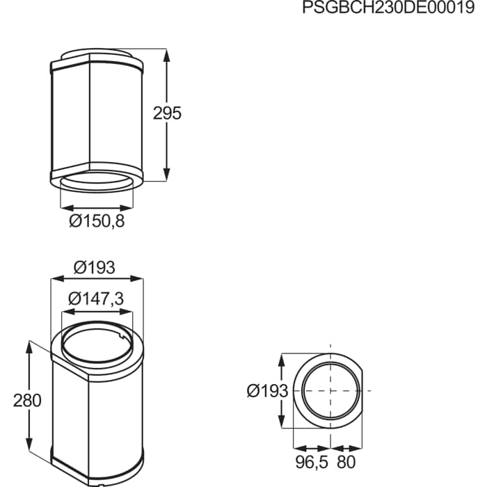 Installation Diagram with product measurements