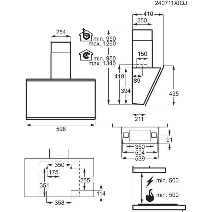 Installation Diagram with product measurements