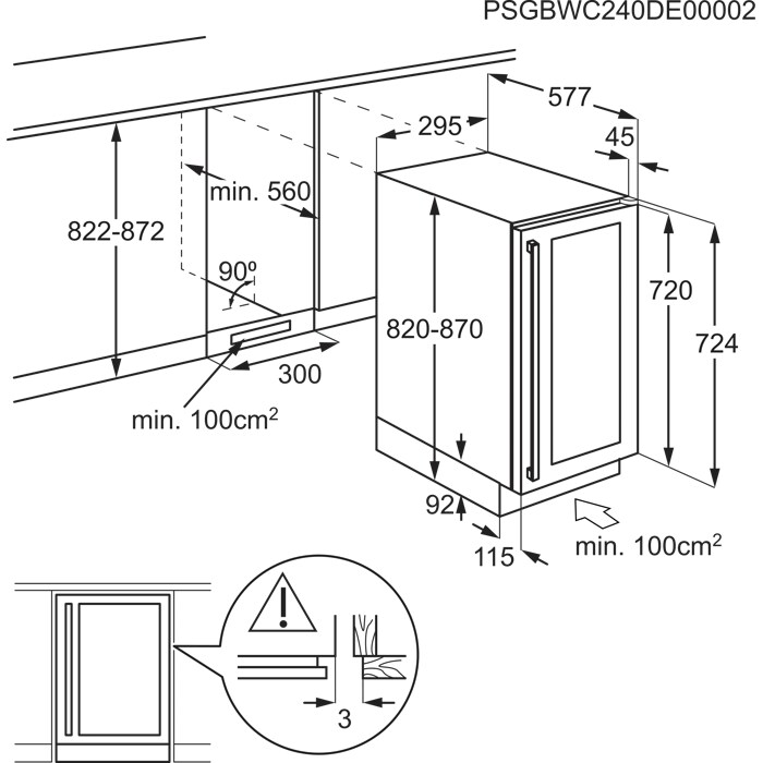 Installation Diagram with product measurements