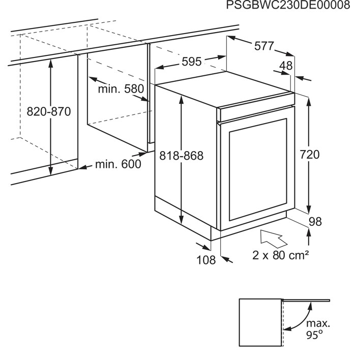 Installation Diagram with product measurements