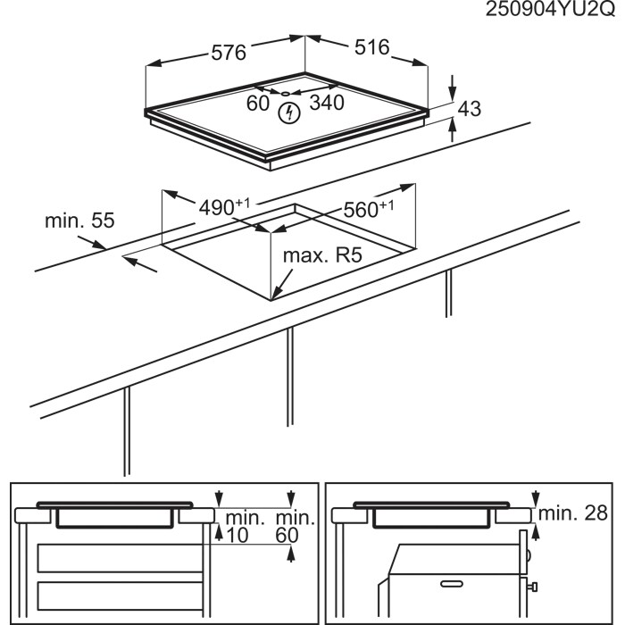 Installation Diagram with product measurements
