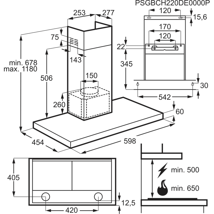 Installation Diagram with product measurements