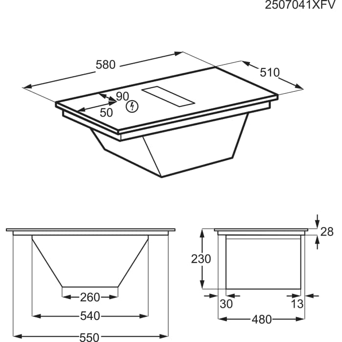 Installation Diagram with product measurements