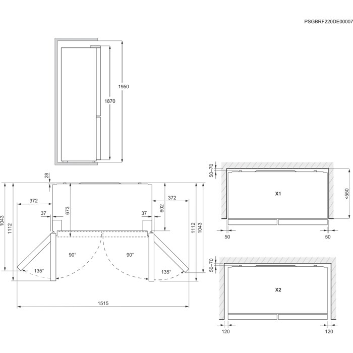 Installation Diagram with product measurements
