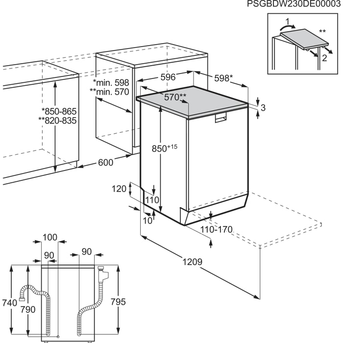 Installation Diagram with product measurements
