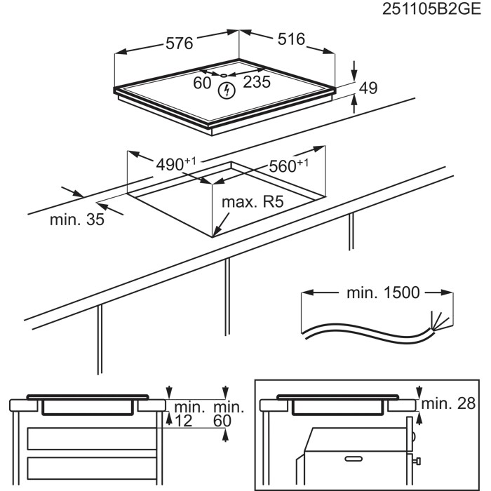 Installation Diagram with product measurements