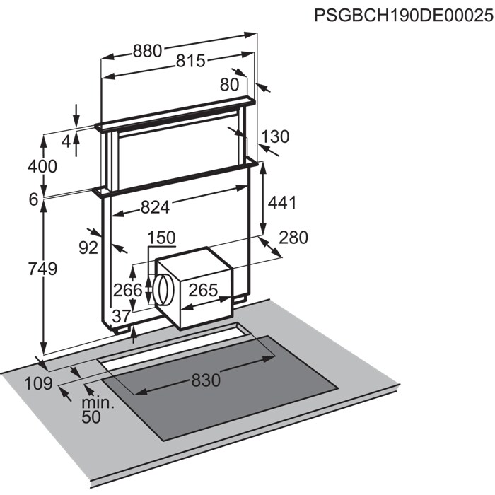 Installation Diagram with product measurements