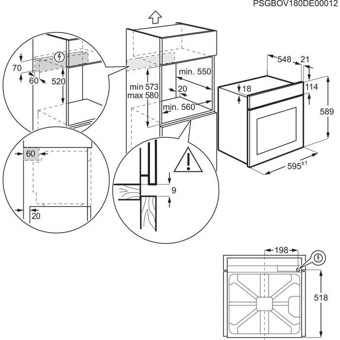 Installation Diagram with product measurements