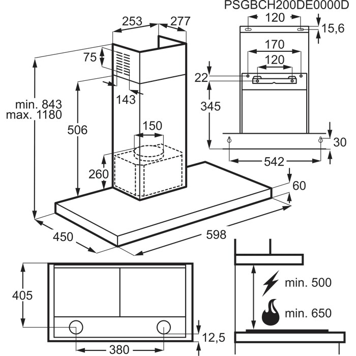 Installation Diagram with product measurements
