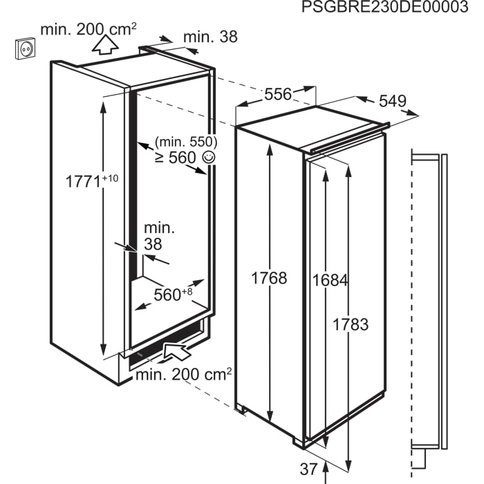 Installation Diagram with product measurements