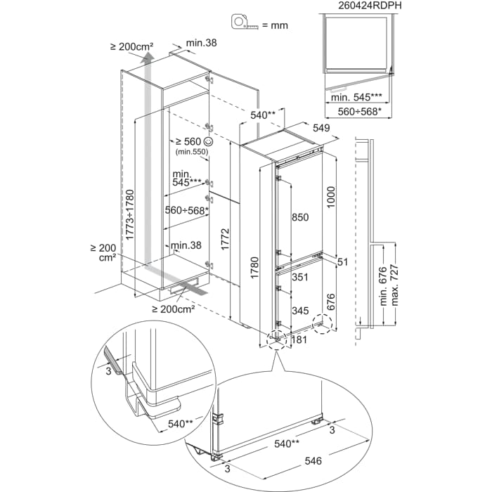 Installation Diagram with product measurements