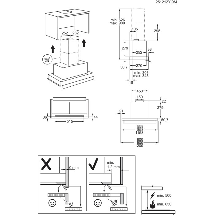 Installation Diagram with product measurements