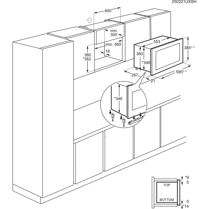 Installation Diagram with product measurements