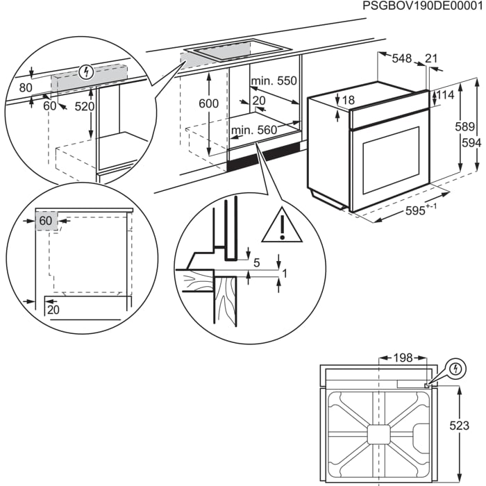Installation Diagram with product measurements