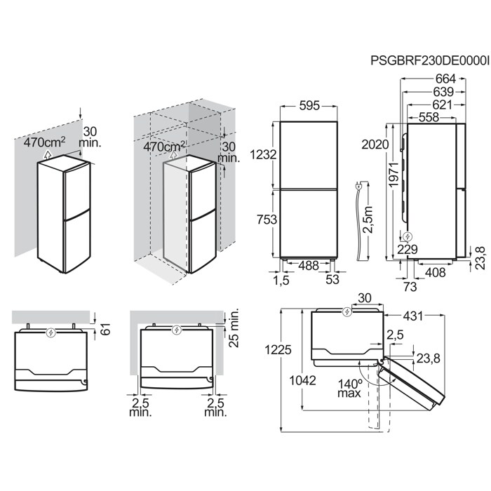 Installation Diagram with product measurements