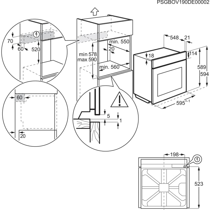 Installation Diagram with product measurements