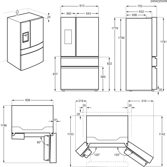 Installation Diagram with product measurements