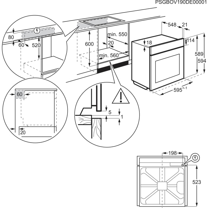 Installation Diagram with product measurements