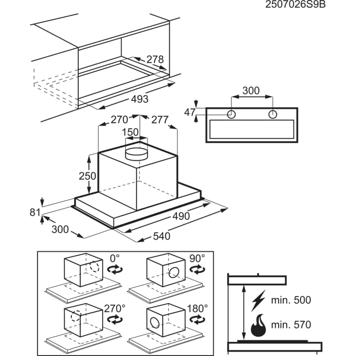 Installation Diagram with product measurements