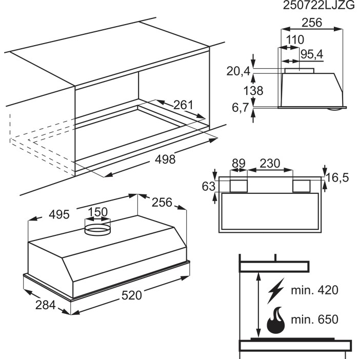 Installation Diagram with product measurements