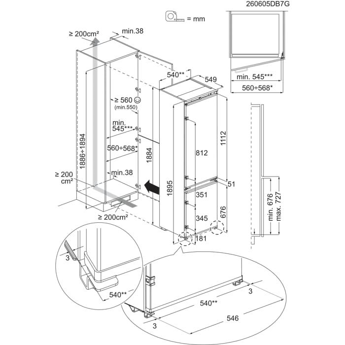 Installation Diagram with product measurements