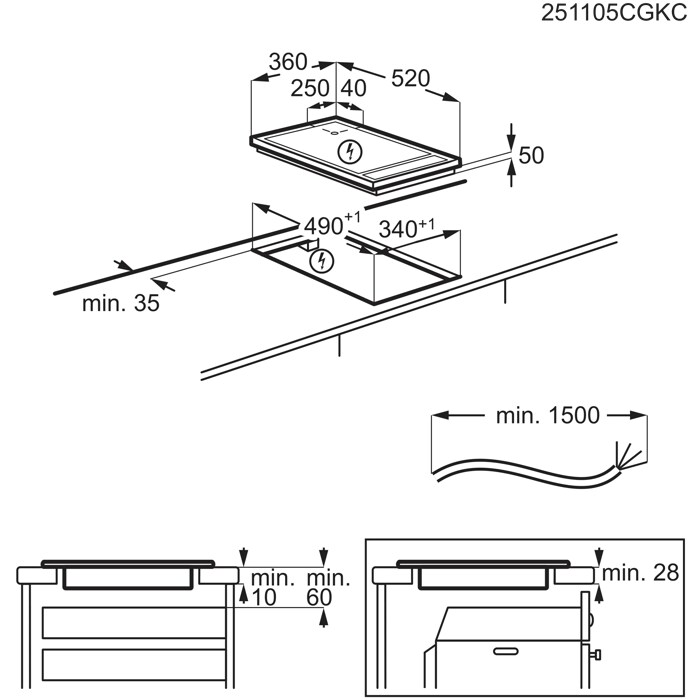 Installation Diagram with product measurements